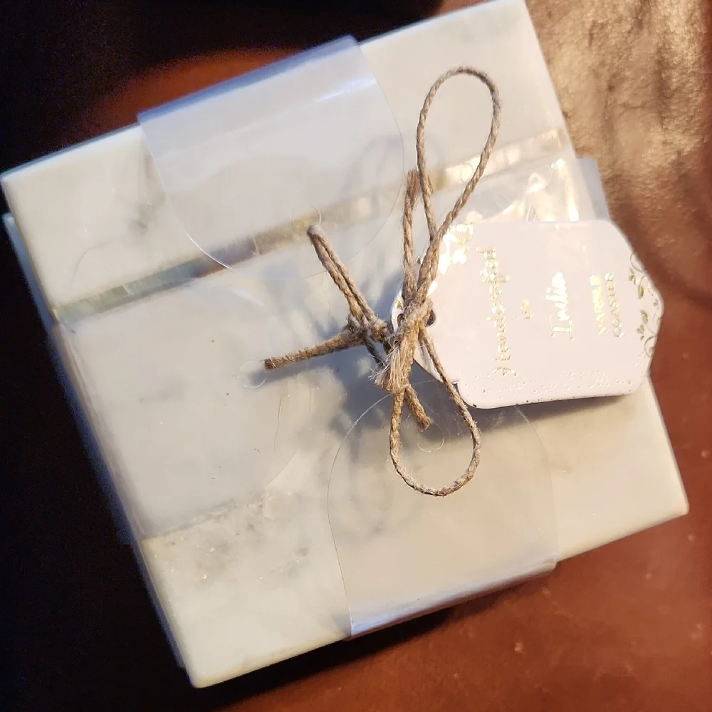 Handmade Marble Coasters - White Marble Set